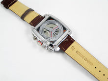 Load image into Gallery viewer, brown leather white stitching leather deployment watch strap for Tag Heuer watches
