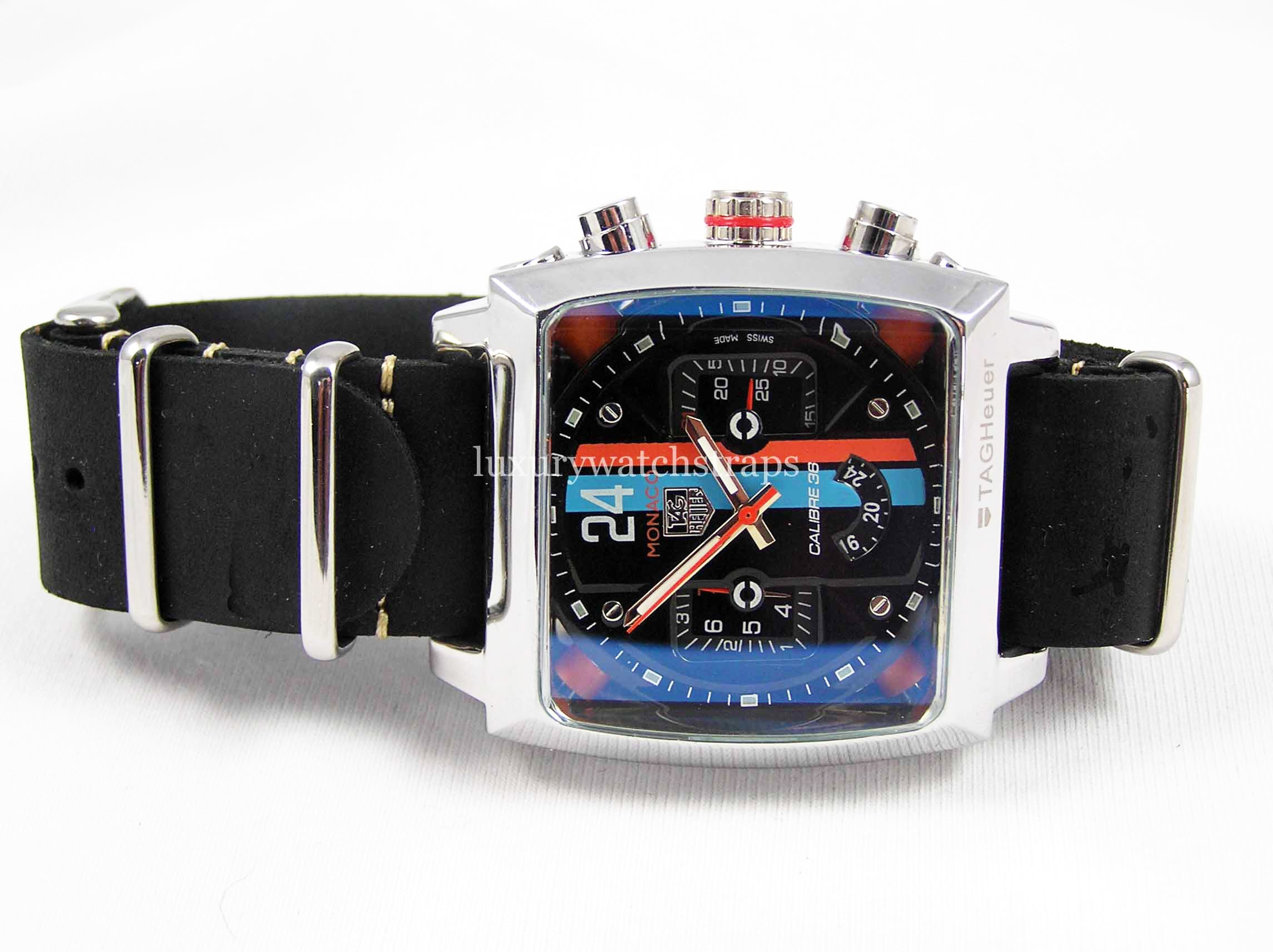 Tag heuer monaco leather replacement strap cheap