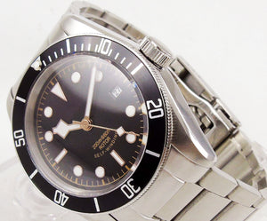 Tudor Black Bay Style Watch. Black Bezel. Sterile Black Rose Gold Dial. Genuine Seiko Japanese NH35 movement.