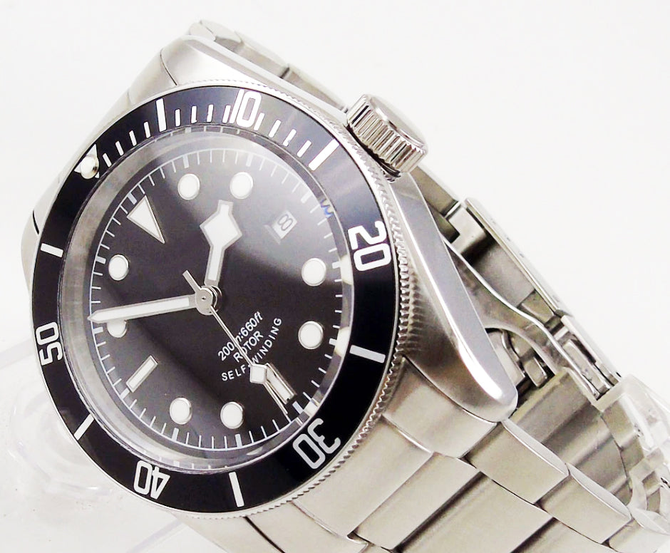 Tudor Black Bay Style Watch. Black Bezel. Sterile Dial. Genuine Seiko Japanese NH35 movement.