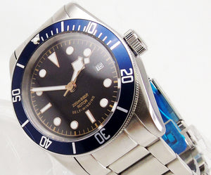 Tudor Black Bay Style Watch. Blue Bezel. Sterile Dial. Genuine Seiko Japanese NH35 movement.